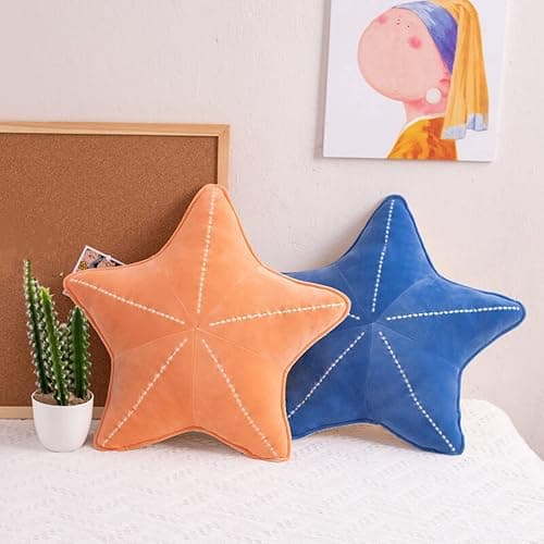 HXIYAN Starfish Shell Pillow Plush car Cushion Bedside Sofa Home furnishings Dormitory Office mat (19.6in, Star Orange) thumbnail 4