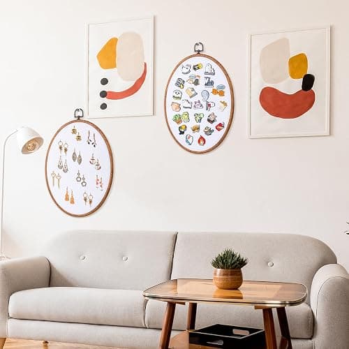 Yalikop Pin Display Board Fabric Enamel Pin Boards for Wall 11.4 x 8.6 in Wall Hanging Oval Brooch Earrings Necklace Jewelry Holder Organizer Display Storage for Home Christmas Holiday (White) thumbnail 4