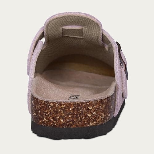 KIDMI Genuine Suede Clogs for Women Cork Footbed Sandals Leather Mules Potato Shoes with Arch Support thumbnail 5