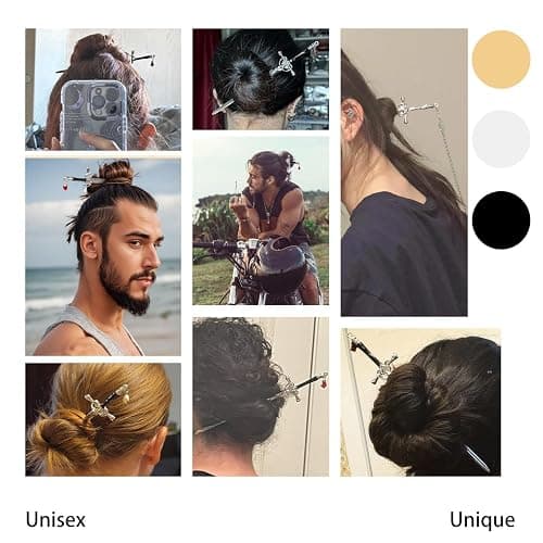 4Pcs Sword Hair Stick Retro Metal Hair Sticks Ancient Style Swords Hair Chopsticks for Women and Men, Chinese Hair Pins Hair Sticks Hair Daggers with Tassels for Hair Accessories thumbnail 5
