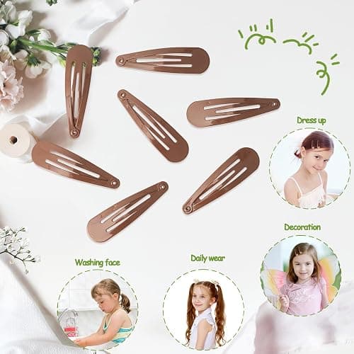 120 Pack Brown Metal Snap Hair Clips - Non-Slip Hairpins Barrettes for Women & Girls, Secure Braids, Updos, Buns - Durable & Lightweight (Plastic Storage Box Included) thumbnail 3