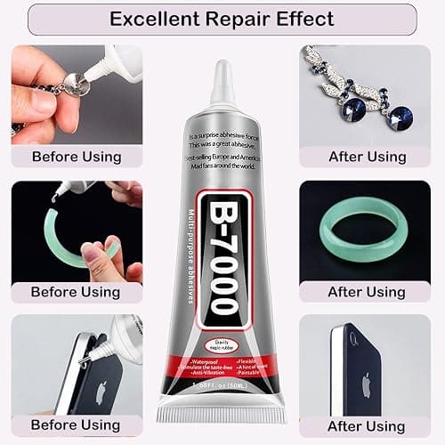 B7000 Jewelry Glue for Jewelry Making, FITTDYHE 3PCS 50ML/1.69 fl oz Clear B-7000 Glue Rhinestone, Multipurpose Super Adhesive for Phone Repair Nail Art Wood Glass Charms thumbnail 4