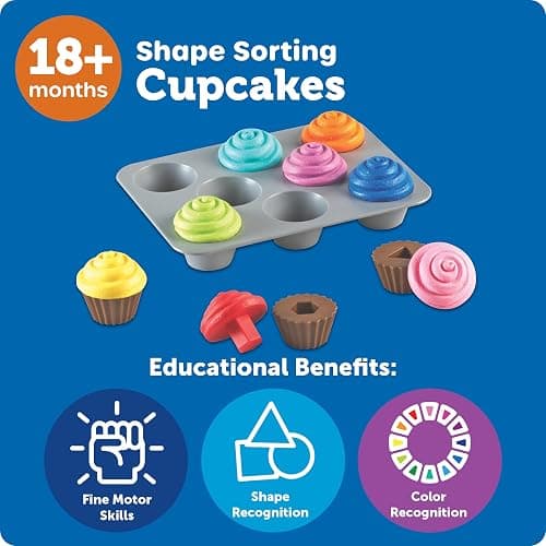 Learning Resources Smart Snacks Shape Sorting Cupcakes - Toddler Girl And Boys Toys, Play Food, Toy Kitchen Accesories, Fine Motor Skills, Preschool Montessori, Shape Sorter , Kids Birthday thumbnail 5