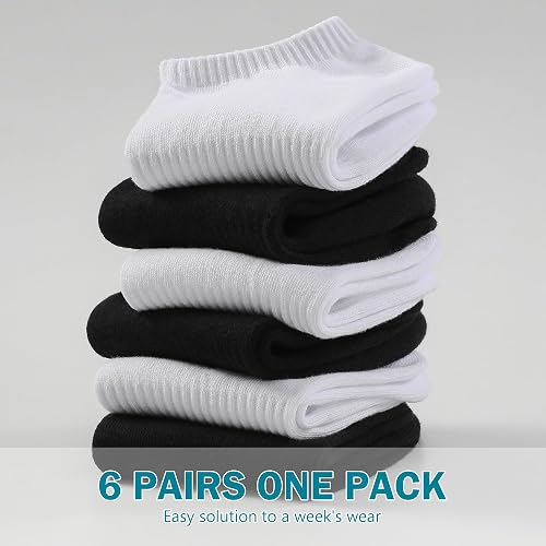 DOKUTOKU 6-Pairs Womens Ankle Socks Size 9-11 Thick Cotton White No Show Invisible Socks thumbnail 4