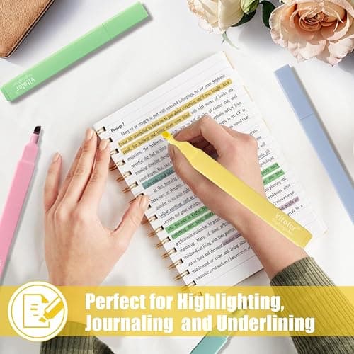 Piochoo Highlighters,8pcs Aesthetic Pastel Highlighters,Chisel Tip Book Highlighter,Bible Highlighter Assorted Colors for School Office Supplies thumbnail 6