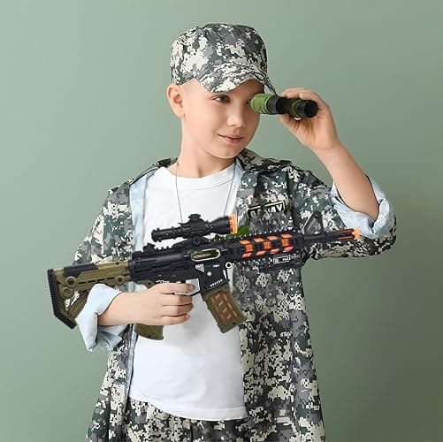 HWD Light Up Toy Machine Gun - Pretend Play Games Props Toy Rifle | with LED Lights & Sound Effect & Barrel Telescopic Actions, Parent-friendly, Christmas Birthday Gifts for Kids Boys Teens thumbnail 6
