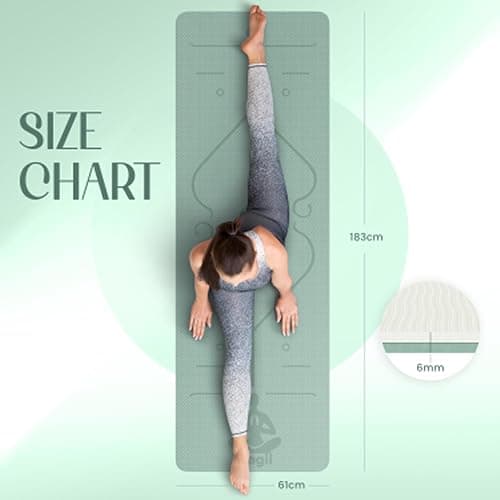 Yogii Yoga Mat - Non-Slip 6mm Thick TPE & Travel-friendly Yoga Mat - Perfect for Home & Gym Exercise Fitness & Pilates - With Laser Alignment Guides for Men & Women thumbnail 8