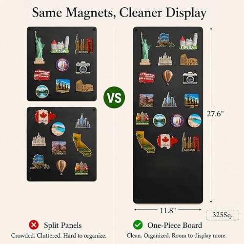 Qiytecno Travel Magnetic Board for Wall: Solution for Non-Magnetic Fridge | 27.6"x 11.8" Matte Black Metal Display Panel for Souvenir Magnets & Photos - Narrow Kitchen Wall Decor for Travelers thumbnail 4