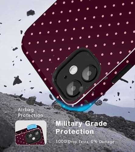 Amzfield for iPhone 11 Case Compatible with Magsafe Cute Polka Dot Aesthetic Magnetic Design Women Girls Fall Chic Girly Pretty Dual Layer Hybrid Protection Elegant Case for iPhone 11, Burgundy thumbnail 5