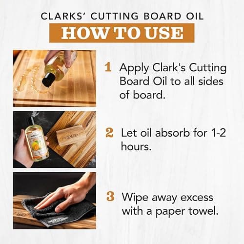 CLARK'S Food Grade Mineral Oil (12oz) and Carnauba Wax (6oz) Set - 100% Natural Butcher Block Oil and Cutting Board Wax - Food Safe Beeswax and Wood Cutting Board Oil with Orange & Lemon Extract thumbnail 5
