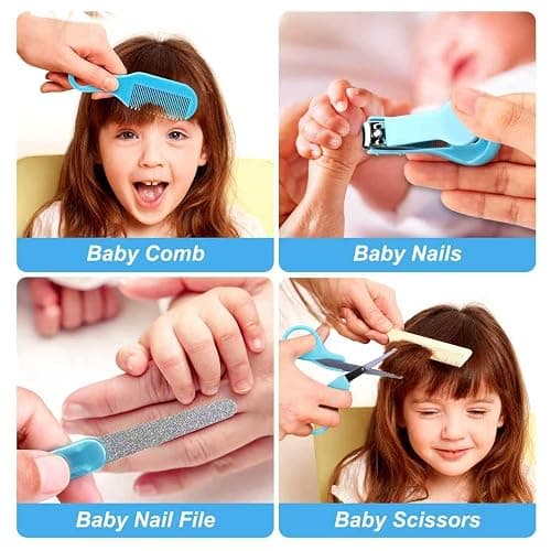Baby Grooming Kit, Infant Safety Care Set with Hair Brush Comb Nail Clipper Nasal Aspirator,Baby Essentials Kit for Newborn Girls Boys thumbnail 4
