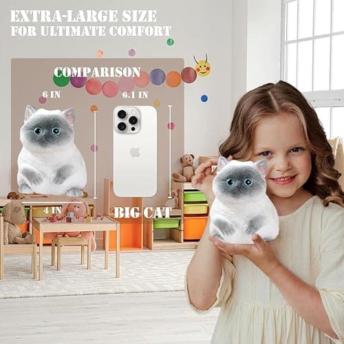 YJPPDD Big taba Squishy Cat, Handmade Squishy Cat for Adult/Kids, Stress Relief, Cute & Soft Cat Design, Perfect Squeeze Toys Gift for Relaxation and Fun - Dress Up Your Own Squishies Cat(Siamese) thumbnail 3
