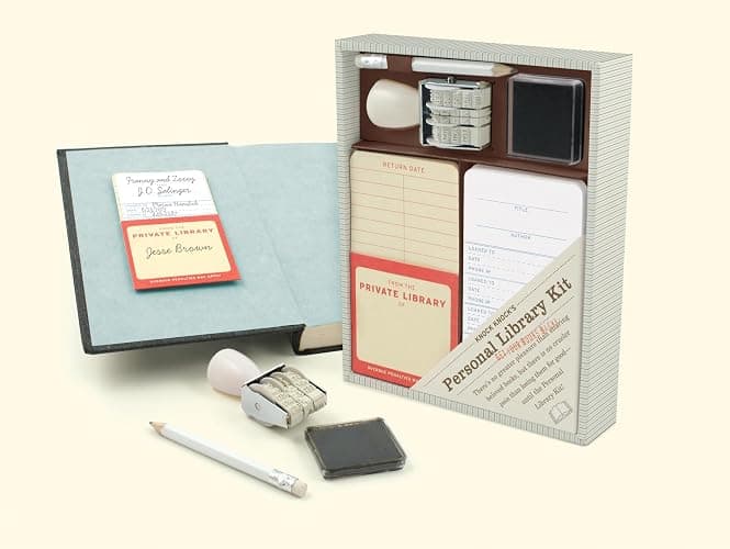 Knock Knock Original Personal Library Kit & Gift for Book Lovers - Card Catalog Checkout Cards, Bookplates, Date Stamp & Inkpad thumbnail 5