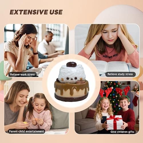 LaxSquizy Cat Cake Taba Squishy – Ultra-Soft Silicone Fidget Toy for Stress and Anxiety Relief, Relaxation, and Fun Play – Wonderful Gift for Kids & Adults thumbnail 4