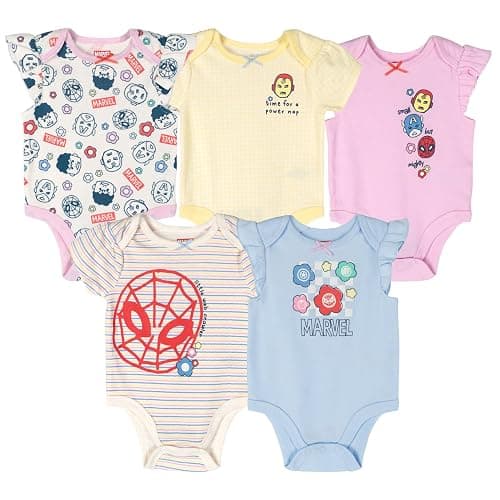 Marvel Comics Baby 5-Pack One Piece Bodysuits Newborn to Infant - Image 1
