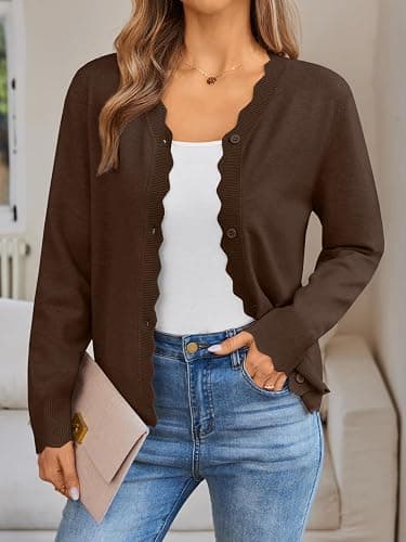 LILLUSORY Womens Cardigan Sweaters Long Sleeve Casual Lightweight Button Down V-Neck Fall Clothes 2025 thumbnail 2