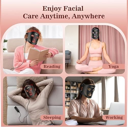 INTEO Red Light Therapy for Face, 3 Modes Portable Led Face Mask Light Therapy with Remote, Near-infrared 850 Red Light Mask with Timing Function, Led Light Therapy At Home 180 LED Beads thumbnail 7