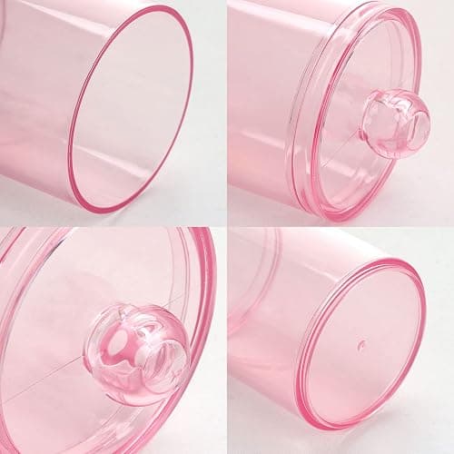 Tbestmax 4 pcs Qtips Holder Bathroom Container, 10 OZ Apothecary Jar, Pink Cotton Ball/Swabs Dispenser Organizer for Storage thumbnail 5
