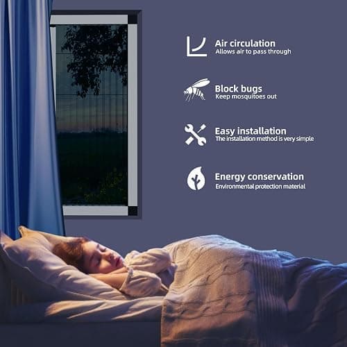 ROOMNEST Customize Size No-Drilling Retractable Window Screen, Folding Window with Aluminum Frame and Durable Mesh, Keeps Bugs Out, for Window & Patio（Black） thumbnail 3