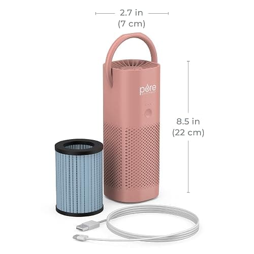 Pure Enrichment PureZone Mini Portable Air Purifier - Cordless True HEPA Filter Cleans Air & Eliminates 99.97% of Dust, Odors, & Allergens Close to You - Cars, School, & Office (Blush) thumbnail 8