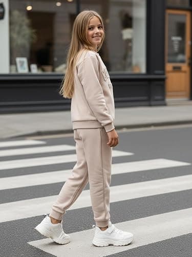 Yvowming 8-12Y 2 Piece Girls Clothes Outfits Sweatsuit Sets Oversized Sweatshirt and Baggy Sweatpant Fall Winter Clothing thumbnail 3