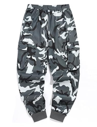 Men Techwear Cargo Joggers Flap Pocket Elastic Drawstring Waist Pants thumbnail 3