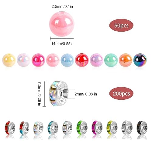 250 Pcs Beads for Pens - Focal Beads for Beadable Pens, Acrylic Bead for Beaded Pen, Spacer Bead Keychains Bracelets Crafts thumbnail 4