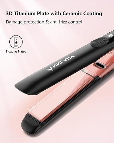Annlary Hair Straightener 1 Inch Flat Iron and Curler 2 in 1 Titanium Ceramic Ionic Dual Voltage Straightener with Heat-Resistant Silicone, for Less Frizz, Shinier & Smoother thumbnail 4