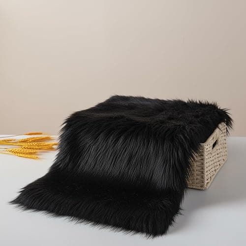 Faux Fur Fluffy Crafts Fabric 23.6x59 inch Black, Long Pile Shaggy Fur Fabric for Costume, Halloween Decoration, Home Sewing, Craft Arts Supply, Upholstery, Christmas Plush Furry Material thumbnail 8