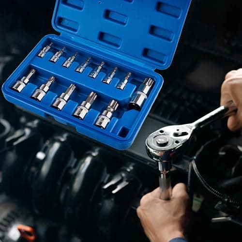 Gickbusus 13-piece Torx Socket Set, T8-T60 Star Bits Kit with 1/4", 3/8", 1/2" Drive, S2 Steel & CR-V Construction, Built for Automotive, Furniture & Equipment Repair thumbnail 2