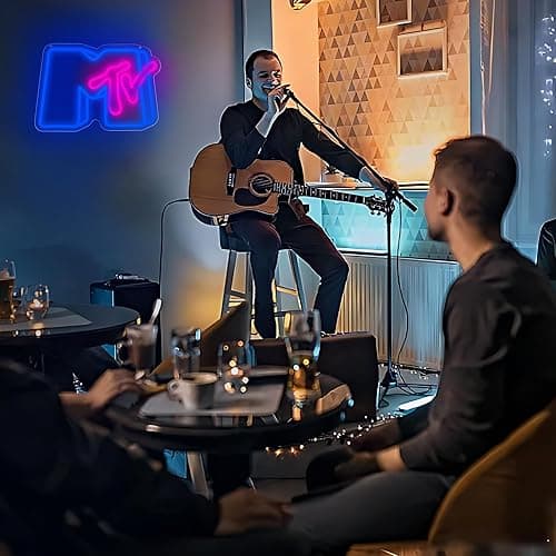 Music Neon Sign for Wall Decor Dimmable Music Neon Light Up Sign for Man Cave Neon Lights for Bedroom Led Neon Sign Suitable for Record Studio Bar Nightclub Party Concert Venue Size 13.77*9.64(P004) thumbnail 5