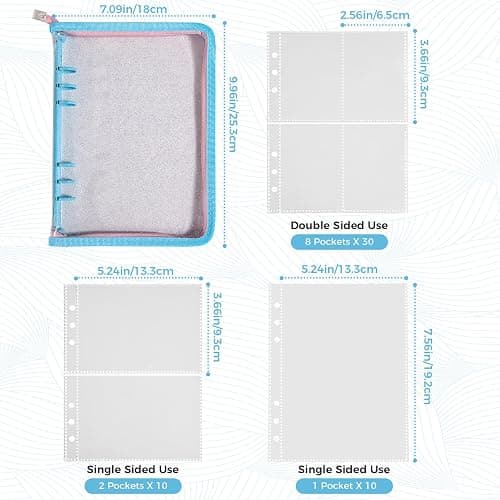 A5 Kpop Photocard Binder with 50 Card Pages,270 Slots,3 Card Slot Sizes.6-Ring Photo Card Holder Book,Cute Binder with Sparkly Clear Cover. Photo Album for K-pop Stan.（Blue) thumbnail 3