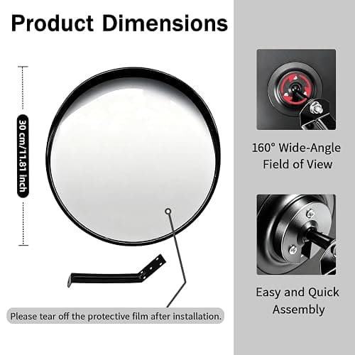 Safety Convex Traffic Mirror for Driveway, Traffic Road Mirror with Wall Mount Bracket - Adjustable Wide Angle for Garage, Driveways, Parking, Warehouse,Traffics, Degree Panorama (30 cm/12 in) thumbnail 2