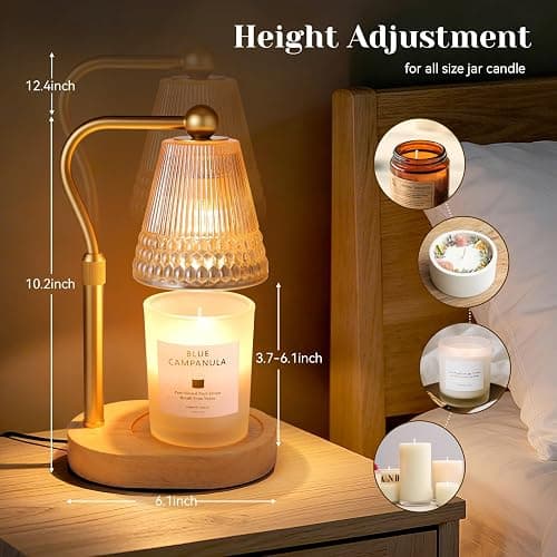 ZUSANUN Candle Warmer Lamp, Adjustable Height & Dimmable, Candles with Timer, 2H/4H/8H Auto Off, Safe Flameless Night Light for Home Decor, Bedroom, Office, Christmas Birthday Gift for Women & Men thumbnail 4