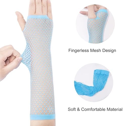 Fepdiu Fishnet Fingerless Gloves Mesh Arm Sleeves Fish Net Arm Sleeves EMO Gloves for Women in Theme Party Scene Accessories thumbnail 2