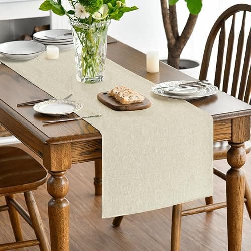Artoid Mode Beige Table Runner, Seasonal Summer Fall Washable Kitchen Dining Table Decoration for Home Party Decor 13x72 Inch thumbnail 2