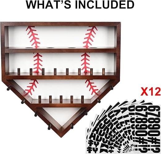 Westant Baseball Ring Display Case - 17" Wooden Baseball Ring Holder, Wall Mount Baseball Case Display for Balls, Rings, Medals, Trophies - One Case for All Memorabilia thumbnail 8