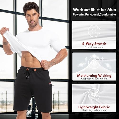 CL convallaria 4 Pack Compression Shirts Men Long Short Sleeve Cooling Dry Rash Guard Athletic Workout T Shirt for Sports thumbnail 4