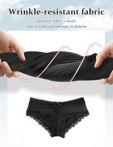 ohmydear Womens Sexy Cheeky Panties Lace Thongs Hipster Back Crisscross Strappy Underwear Plus Size Bikini Briefs XS-4XL thumbnail 6