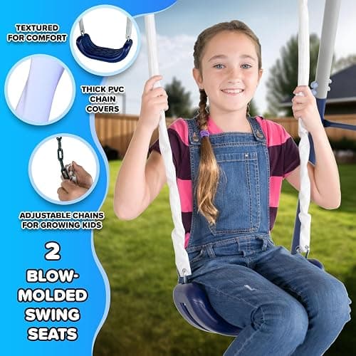 Sportspower Arcadia Metal Swing Set for Kids – Trapeze, 2-Person Glider, 5ft Slide, Anchor Kit, 6.1ft Durable Steel Frame – Outdoor Backyard Playset with 600 lbs Capacity thumbnail 4