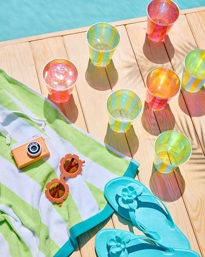xo, Fetti Pink + Green Pool Party Plastic Cups | 16 pcs 12 oz | Summer Drinkware, Colorful Decorations, Bachelorette Party Drinks, Birthday Supplies thumbnail 6