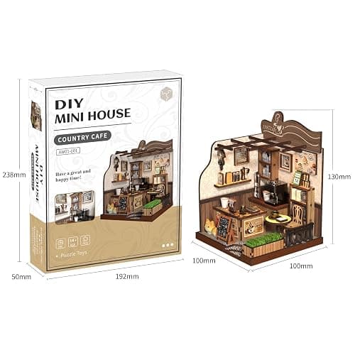 obzergem DIY Book Nook Kit -Country Cafe MINI House, Book Nook Kit for Adults, Wooden Puzzle, DIY Bookshelf Decorative Gifts, Christmas Birthday Gifts thumbnail 3