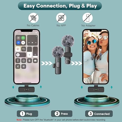 MAYBESTA Wireless Mini Microphone for iPhone, Android Phone - Lavalier Lapel Mic for Audio Video Recording - Clip on Content Creator Microphones for YouTube Tiktok Podcast Vlogging thumbnail 5