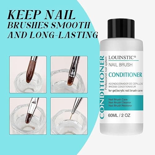 LOUINSTIC Nail Art Brush Cleaner 2 oz - Nail Brush Cleaner and Conditioner for Solid Gel Polish/Nail Extension Gel/Acrylic Nail Brushes, Quickly and Easily Acrylic Nail Brush Cleaner and Restorer thumbnail 5