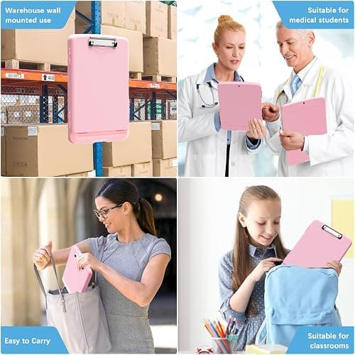 Hongri Clipboard with Storage with Pen Holder, Folder Nursing Clip Board 8.5 x 11 Foilo-Side Opening, High Capacity, Light Weight for Teachers, Classroom. Size 14 x 9.6 x 1.2 in(Pink) thumbnail 7