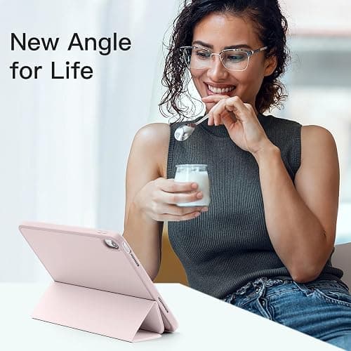 Akkerds for iPad A16 11th Gen Case, iPad 10th Generation Case, Pink | With Pencil Holder, for iPad 11/10.9 Inch Case 2025/2022, Soft TPU Back, Slim Trifold Stand Protective Cover, Auto Sleep/Wake thumbnail 2