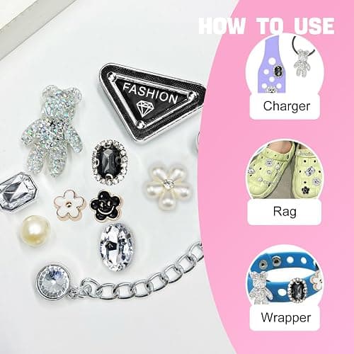 Shoe Charms - 29-Piece Crystal Sparkling Shoe Decorations, Easy to Install, DIY Fashionable Accessories for Shoes, Bracelets, Bags, for All Ages thumbnail 4