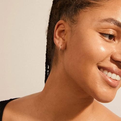 PABBEU Gold Hoop Earrings for Women Sterling Silver Post Small Gold Hoop Earrings 14k Real Gold Tiny Hypoallergenic Small Hoop Earrings Set for Women Men 13/15 /20mm thumbnail 7