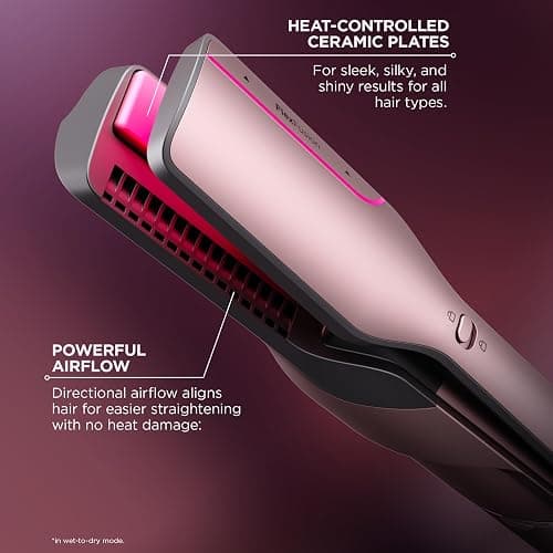 Shark FlexFusion Hair Straightener & Powerful Hair Dryer with Fusion Hair Brush, Ceramic Air Styler with Auto-Wrap Hair Curlers & Concentrator, Ceramic Plates, Cosmic Blush HD641S - Straight & Wavy Hair w/ Straightener thumbnail 5