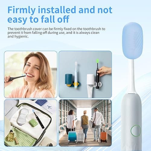6 Pcs Toothbrush Covers, Silicone Toothbrush Head Cover Caps for Travel | silicone toothbrush covers with vent holes fit most manual and electric toothbrushes for home, travel and gym thumbnail 7